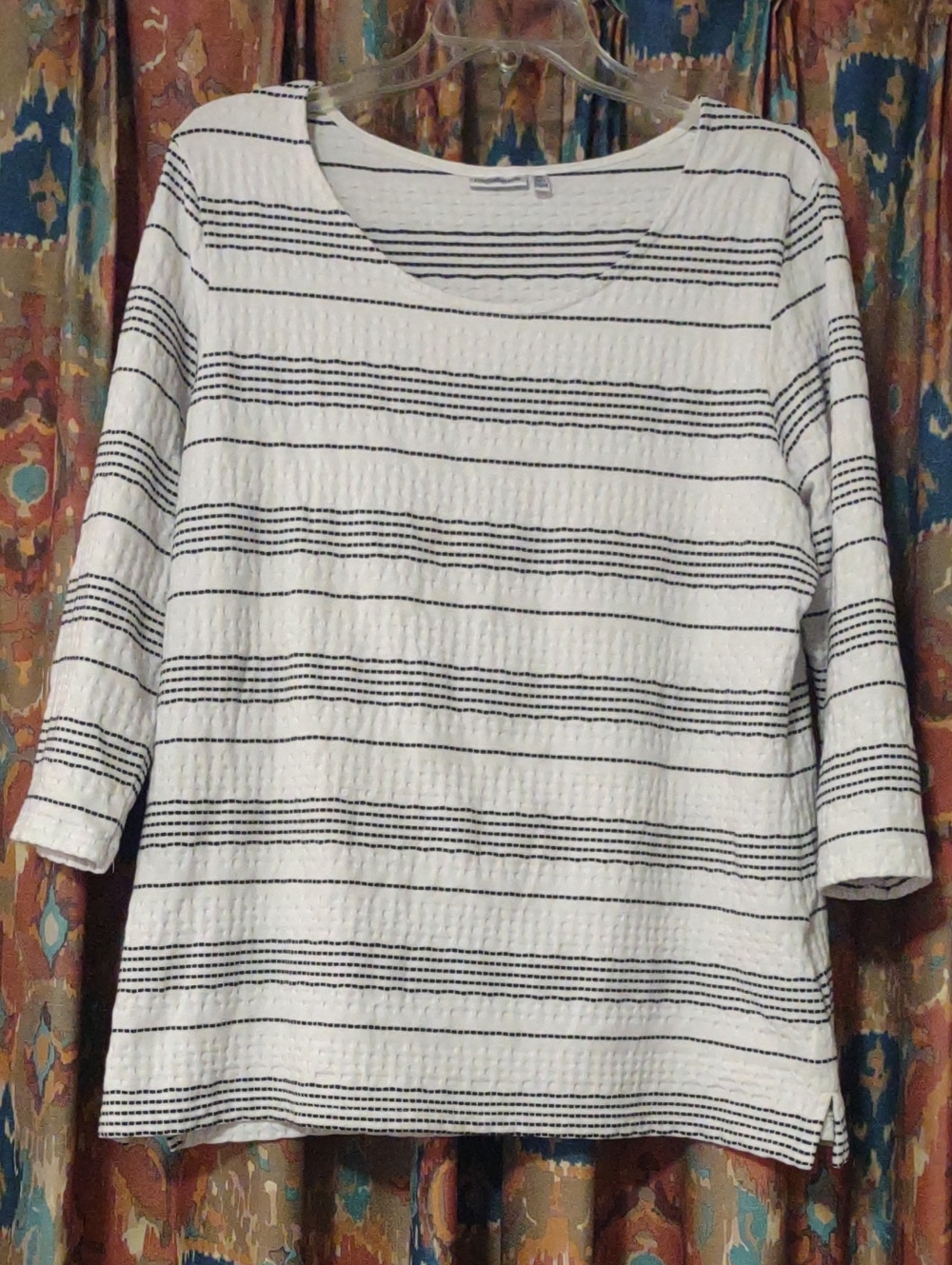 croft & barrow White Top with Black Horizontal Stripes